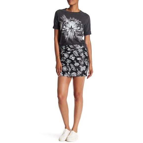 NEW ZADIG & VOLTAIRE Black Leather Jay Print Deluxe Mini Skirt Sz XS/34 $565 - Picture 3 of 9